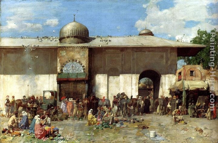 Alberto Pasini A Market Scene